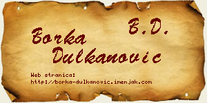 Borka Dulkanović vizit kartica